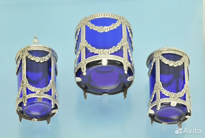 Набор для специй стекло/ серебро 915 проба Испания