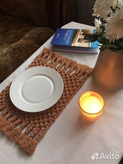 Салфетка под горячее в технике макраме