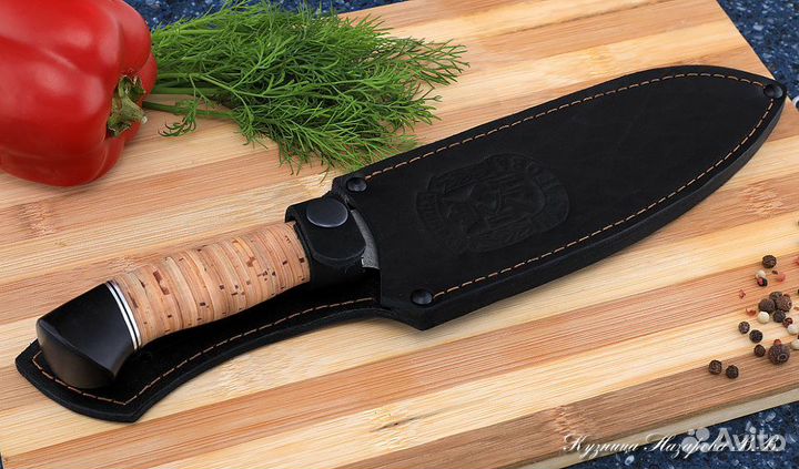 Поварской нож № 11 сталь К340 береста черный граб