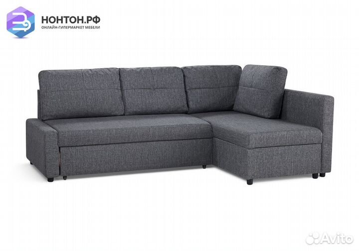 Диван угловой дельфин Поло тёмно-серый