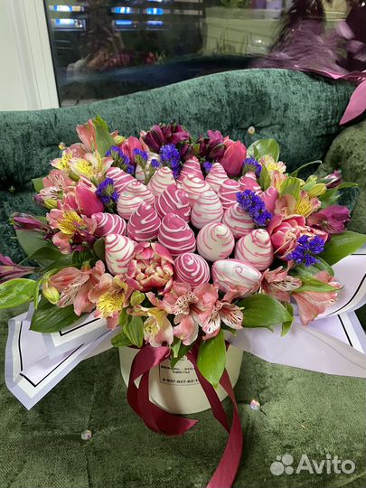 Цветы+клубника в шоколаде