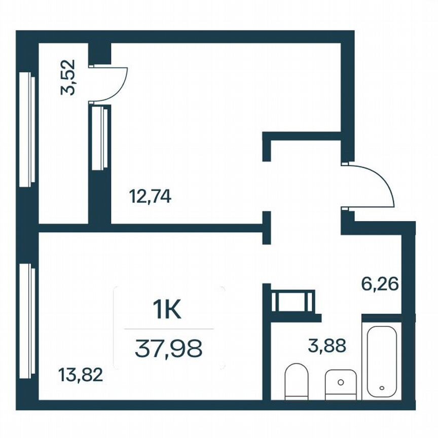 1-к. квартира, 38 м², 6/10 эт.