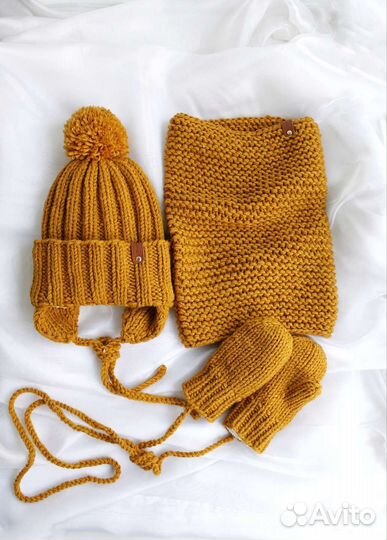 Шапка снуд варежки