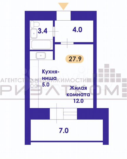 Квартира-студия, 27,9 м², 2/14 эт.