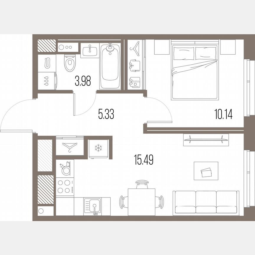 1-к. квартира, 34,9 м², 10/10 эт.