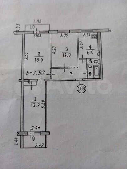 3-к. квартира, 63,3 м², 3/9 эт.