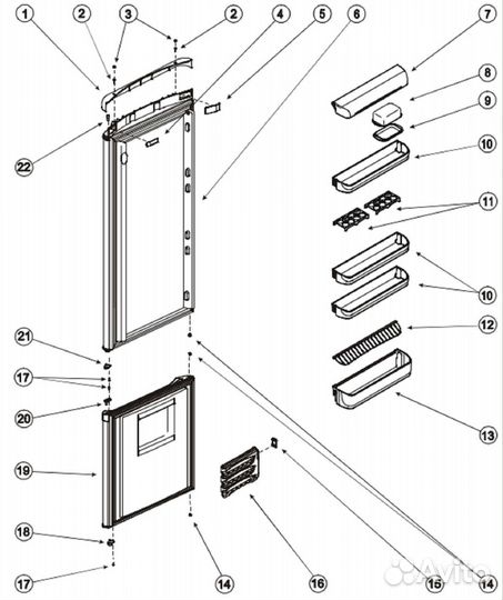 Ariston MBA 2185: ящик, полка, балкон, бутылочница