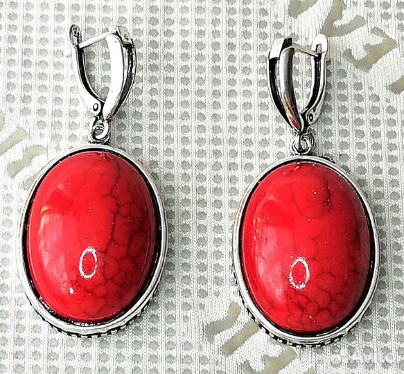 Серьги с кораллом серебрение С601