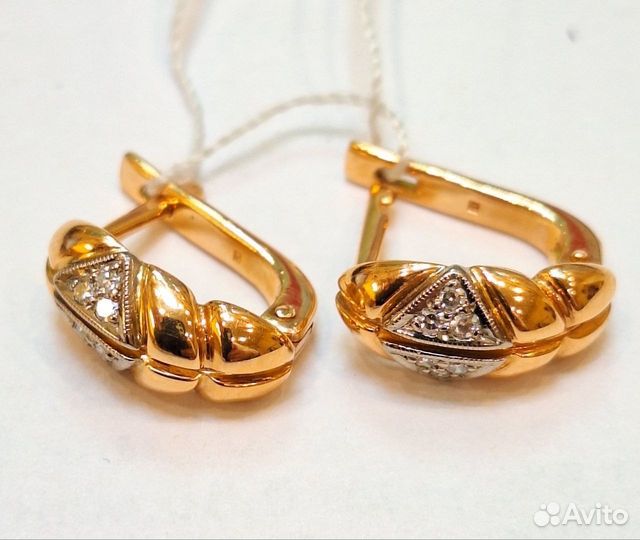 Серьги с природным камнем Золото