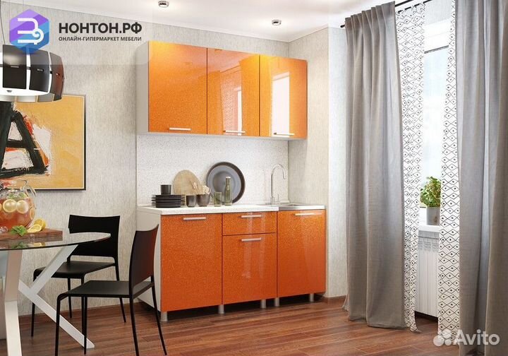 Кухня Блестки 1.5 м оранж