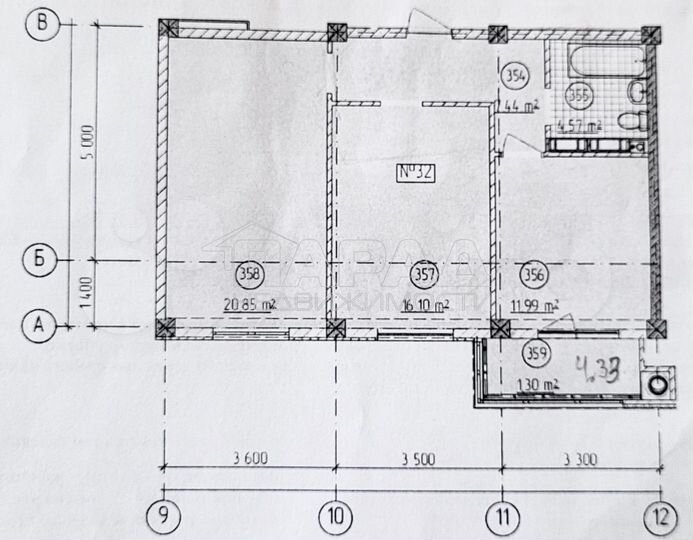 2-к. квартира, 65,3 м², 3/9 эт.