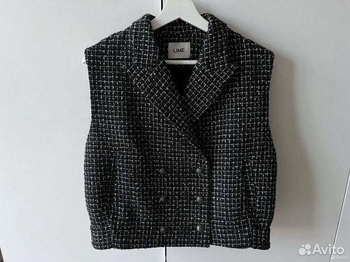 Lime новый двубортный жилет букле S 44