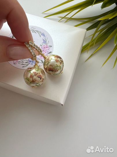 Серьги с японскими бусинами Тенша