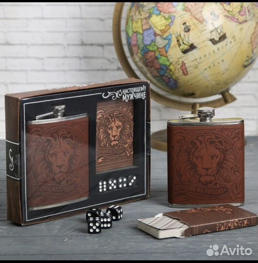 Подарочный Набор мужской фляга и карты