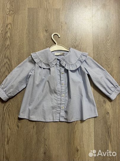 Рубашка zara для девочки 98 голубая