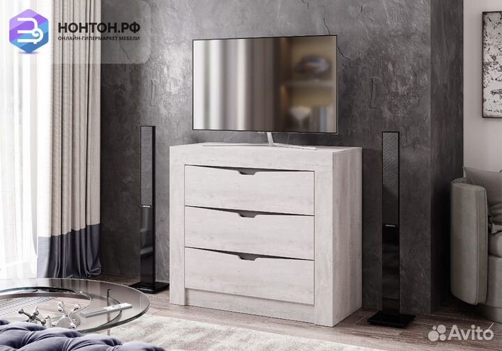 Комод Леонардо бетон пайт светлый / графит