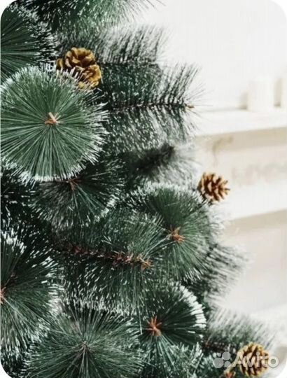 Ёлка пышная красавица,снег, шишки (сосна) 240 см