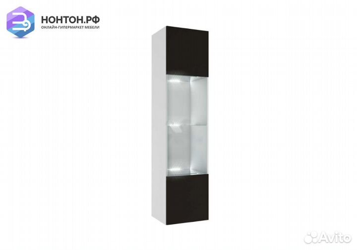 Витрина Флорис черный глянец / белая