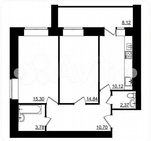 2-к. квартира, 61,2 м², 5/9 эт.