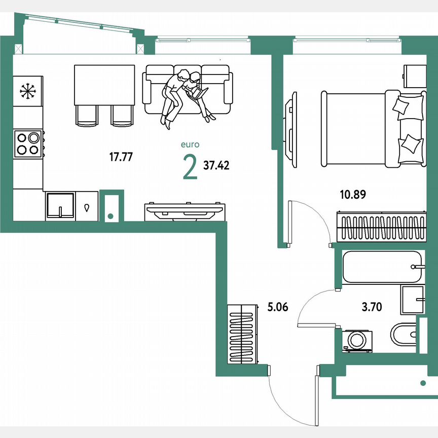 1-к. квартира, 37,4 м², 16/23 эт.