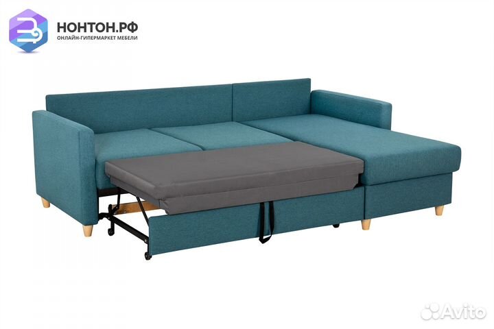 Диван угловой дельфин Дилан зеленый