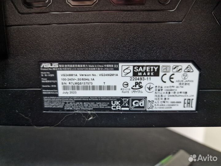 Монитор 270Hz asus TUF Gaming VG249QM1A