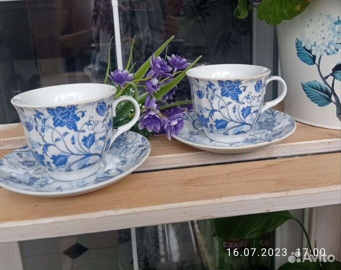 Чайная пара костяной фарфор/чашка с блюдцем