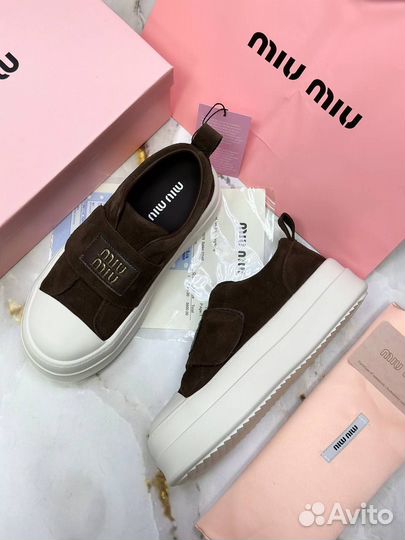 Кеды женские замшевые MIU MIU разноцветные