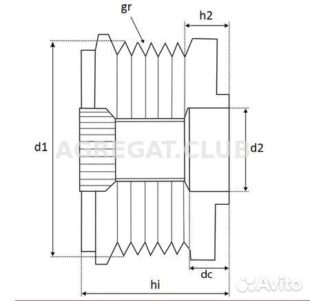 Шкив генератора обгонный krauf APM0012PN