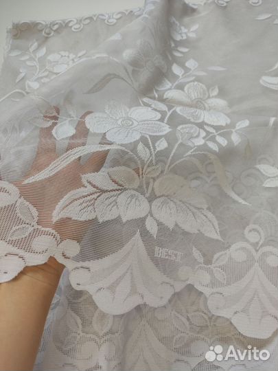 Ткань на тюль кружево серая 2,8 метра