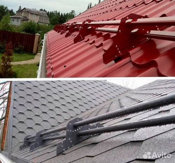 Установка снегозадержателей на крыше