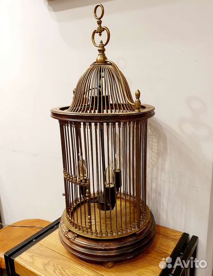 Большая бронзовая клетка-светильник