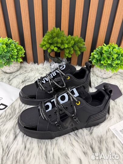 Кеды мужские Dolce Gabbana DG кожаные чёрные