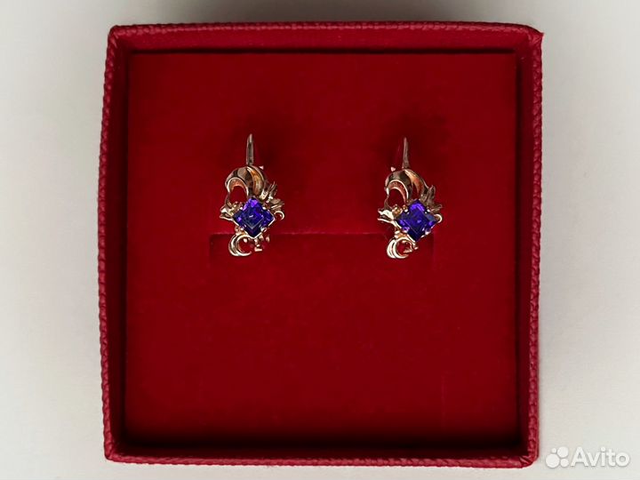 Золотые серьги с аметистами