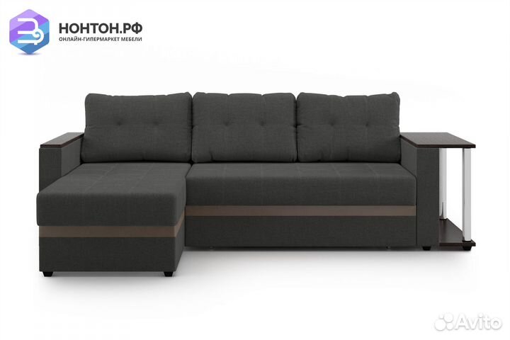 Диван угловой дельфин Атланта серый / коричневый