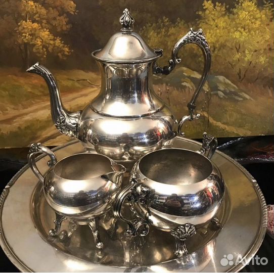 Набор Чаиный. Посеребряный. Англия. Антиквариат