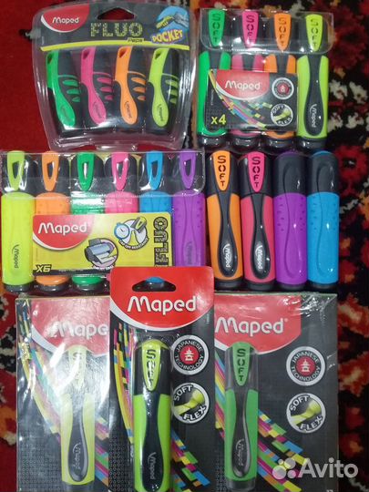 Текстовыделители карандаши ручки клей фломастеры