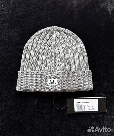 Шапка C.P. Company Wool Logo Grey. Оригинал