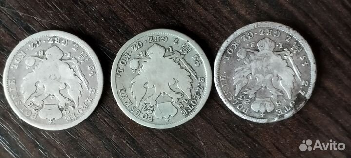 2 злотых 1823, 1824, 1825 г Серебро