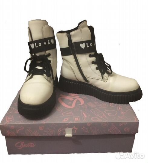 Ботинки зимние б/у, дев., р.35, нат.кожа