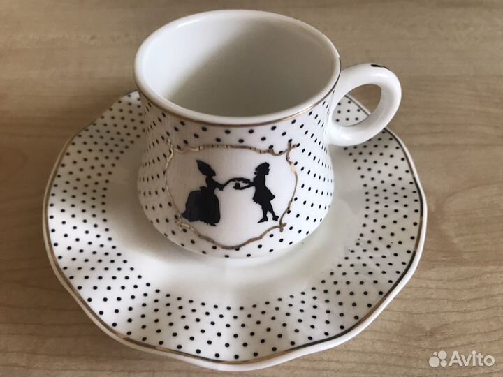 Кофейная пара «Танец», фарфор, в горошек, Турция
