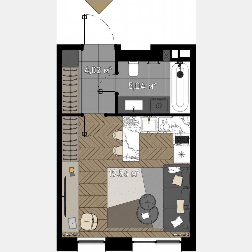 Апартаменты-студия, 29,8 м², 18/23 эт.