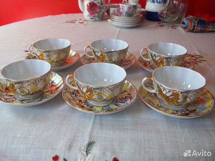 Чайные пары Лфз Золотая ромашка СССР Винтаж