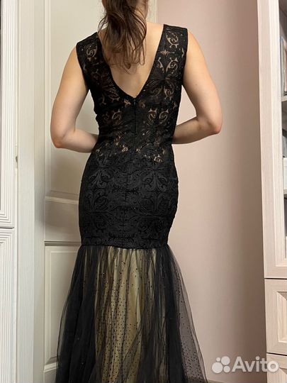 Вечернее дизайнерское платье ажурное S