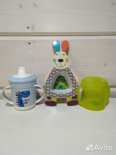 Детские кружки-поильники пластик пакетом