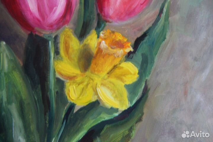 Картина цветы Тюльпаны и нарциссы
