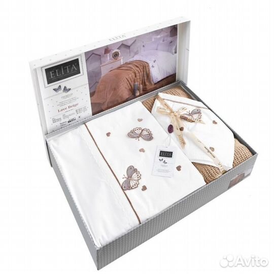 Постельное белье + плед, Elita Турция.размер Евро