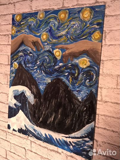 Картина акрилом на холсте большая