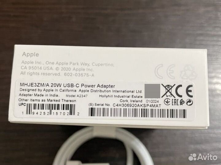 Быстрая зарядка Apple 20 Вт с кабелем