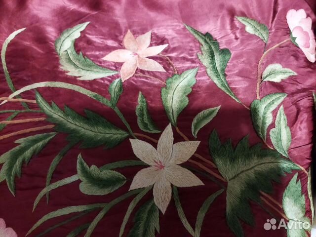 Покрывало, китайский шёлк с вышивкой, СССР